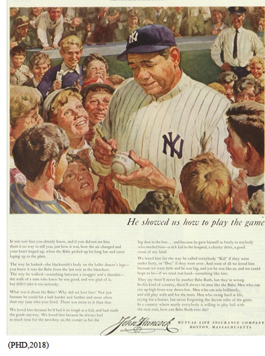 Depiction of Babe Ruth used by John Hancock for advertising